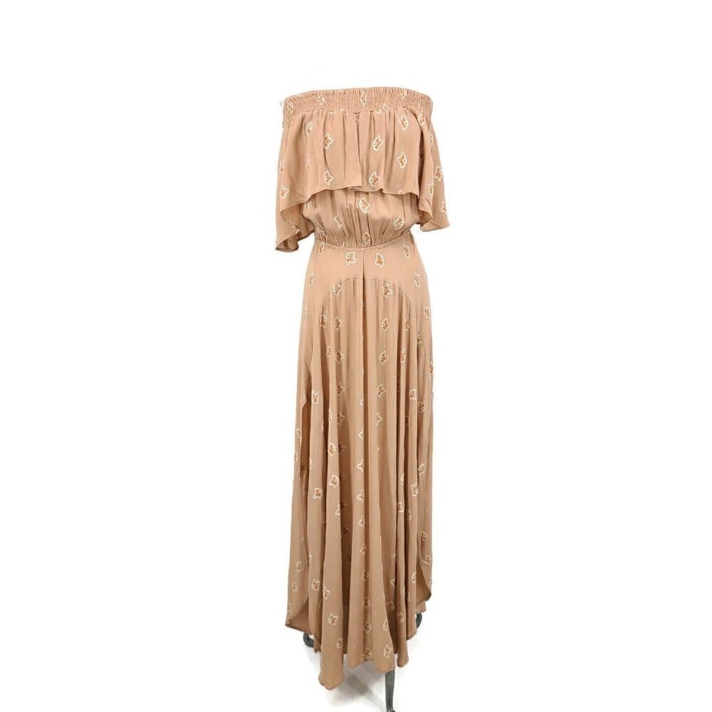 New Flynn Skye Off Shoulder Maxi Dress Womens S Embroidered Salmon Peach